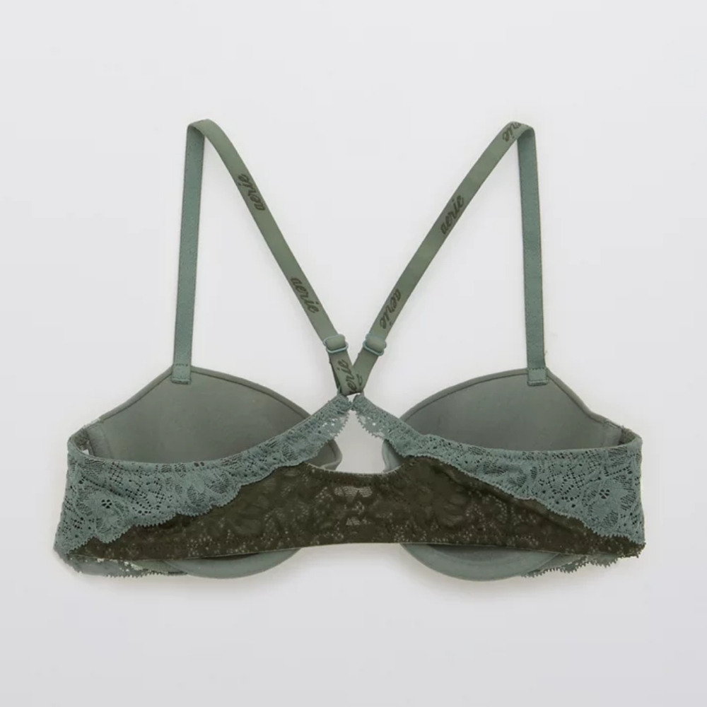 🍸AERIE REAL HAPPY DEMI LIGHTLY LINED LACE BRA SIZE 36C - Picture 6 of 10